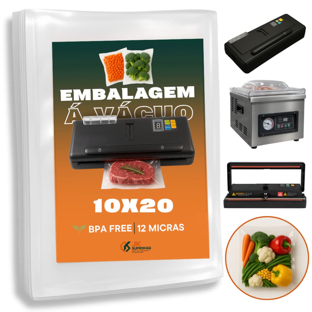 Embalagem A Vácuo Embalar Alimentos Ideal Frutas Legumes 10x20 100 Unidades Transparente P/ Seladora