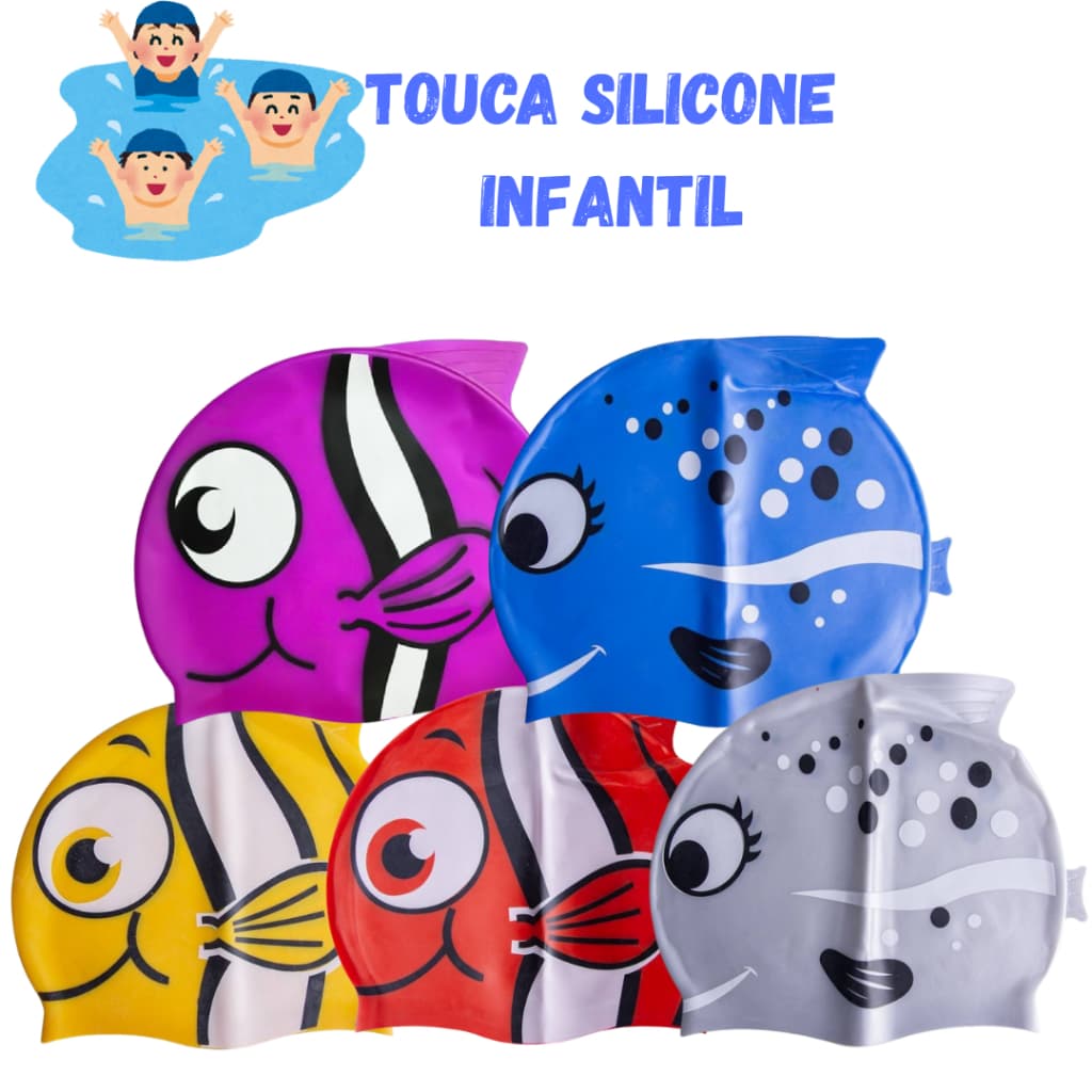 Touca de Natação Infantil Kids Silicone Peixinho