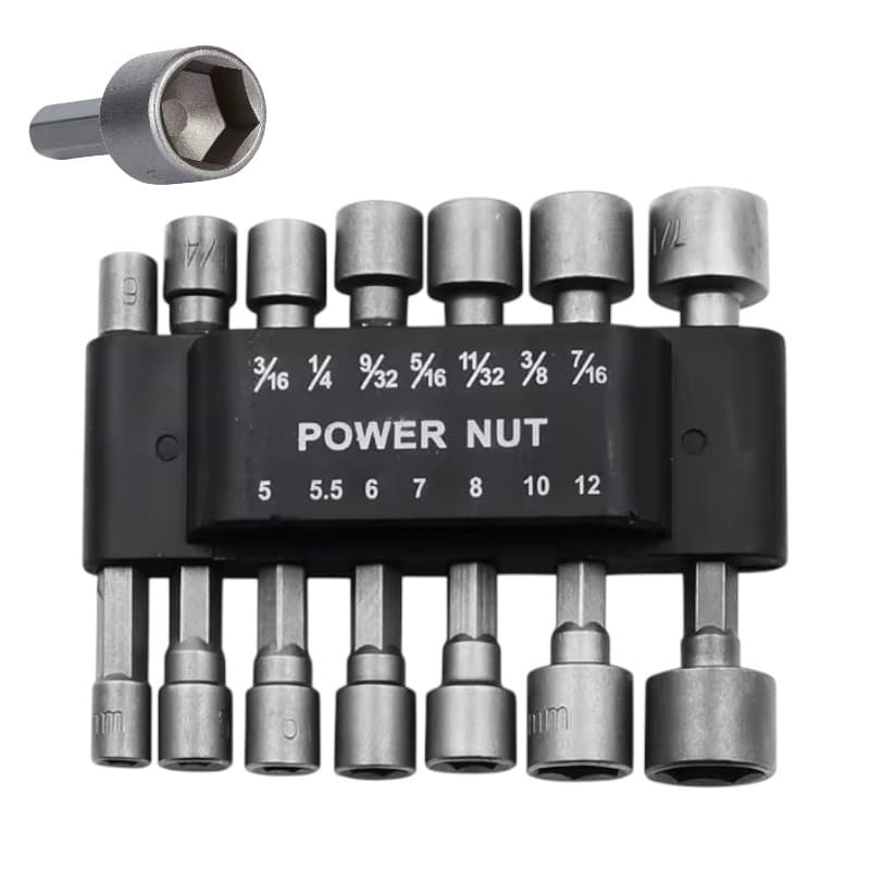 Jogo de Soquetes Sextavados 5 a 12mm – Kit 9 ou 14 Peças para Furadeira e Parafusadeira