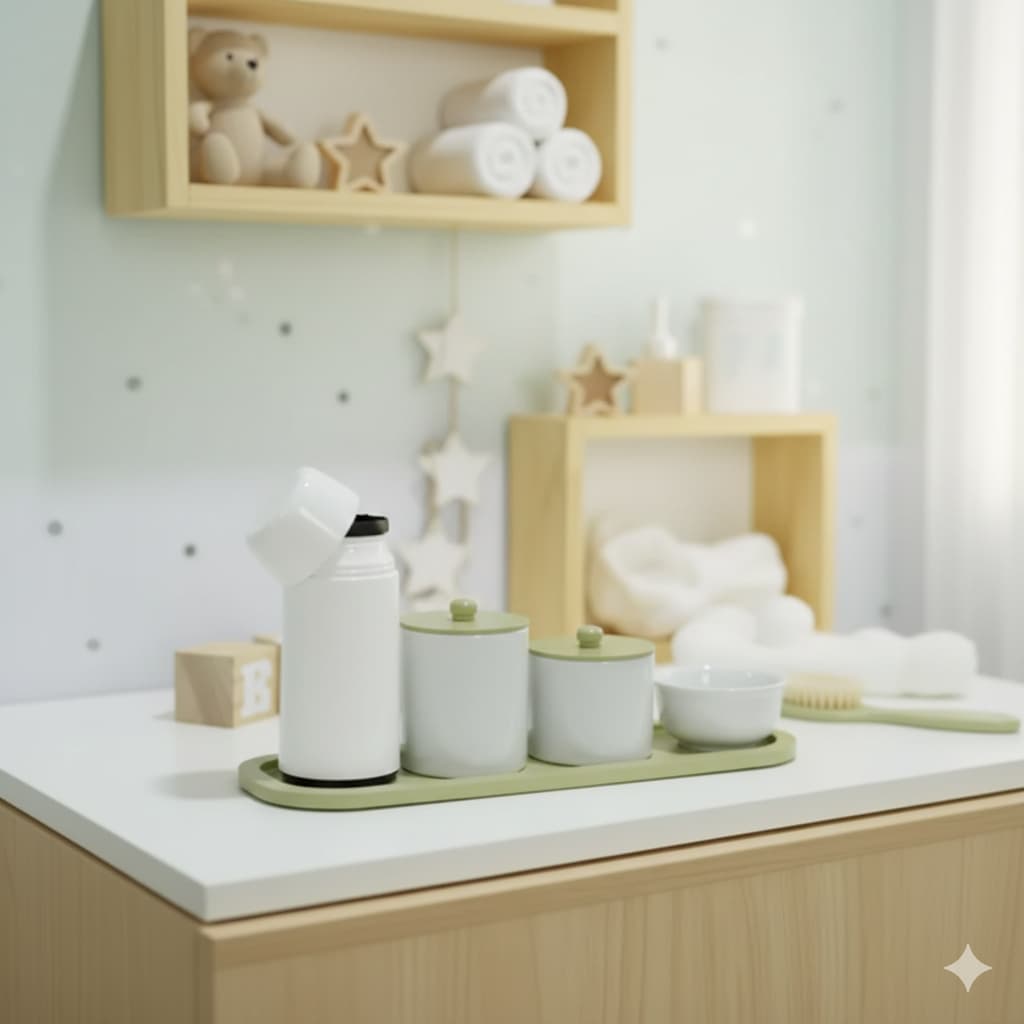 Kit Higiene Porcelana Bebê Moderno Banho  Térmica Quarto Menina Menino Bancada K200