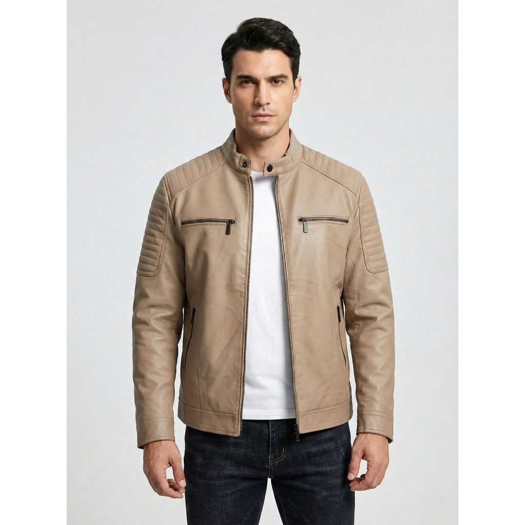 Jaqueta De Couro Ecológico Masculina Motoqueiro