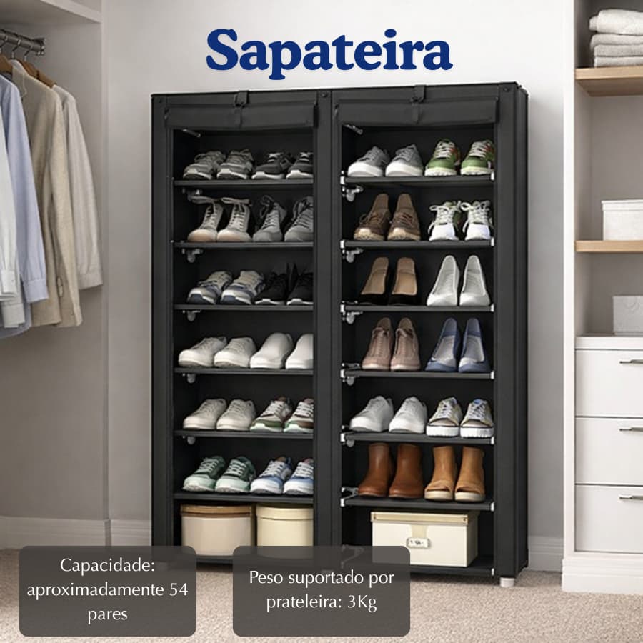 Organizador de Calçados Desmontável com 9 Andares  Suporta até 54 Pares