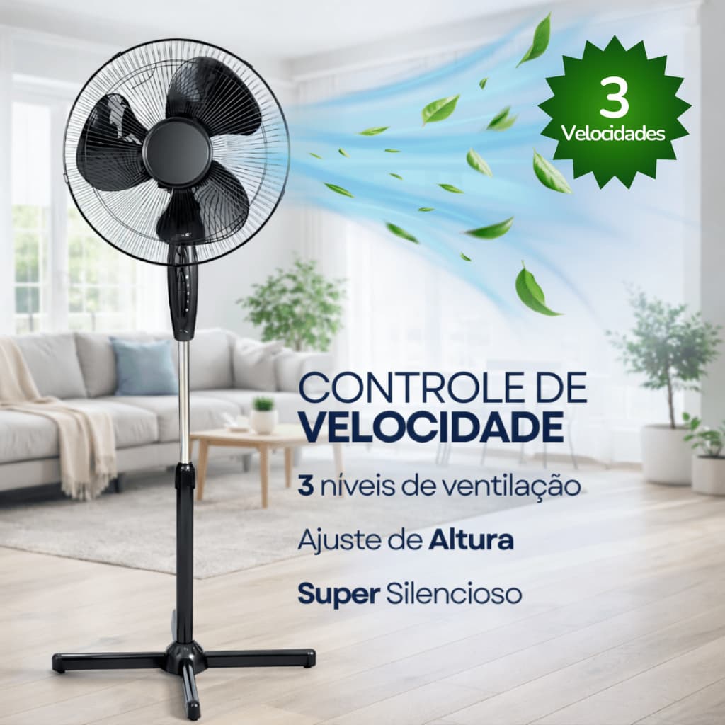 Ventilador De Chão De Pé De Coluna 130cm Forte e Silencioso