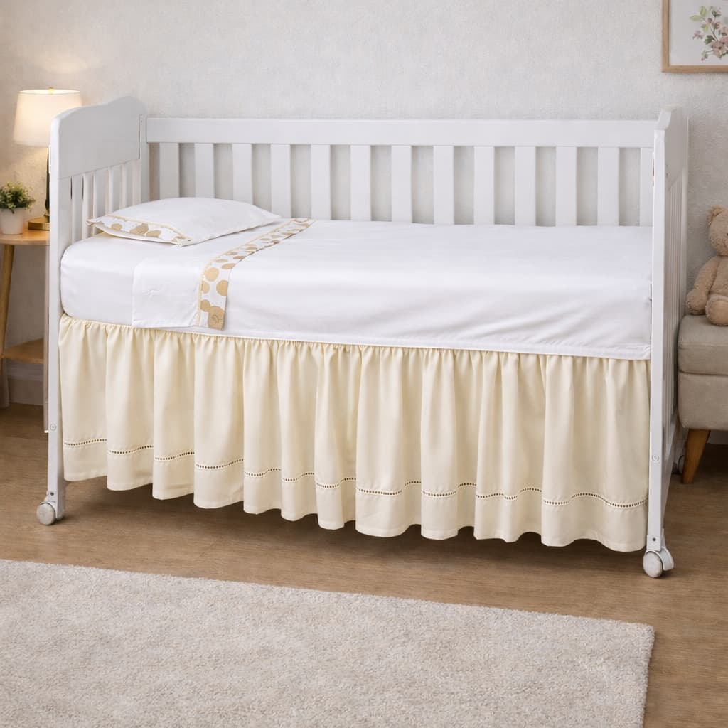 Saia de berço ponto palito para 2 lados americano e nacional tecido poliéster PALHA BRANCO