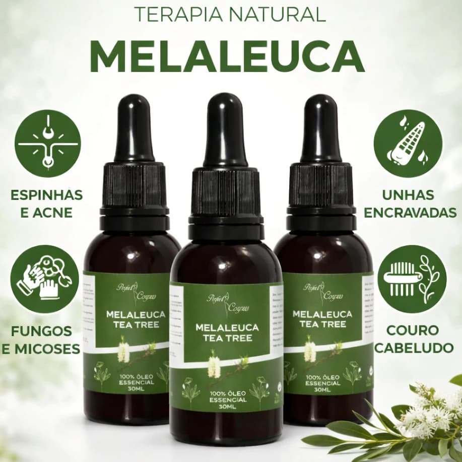 Óleo Essencial De Melaleuca Tea Tree 100% Puro 30ml Contra Micose Acne