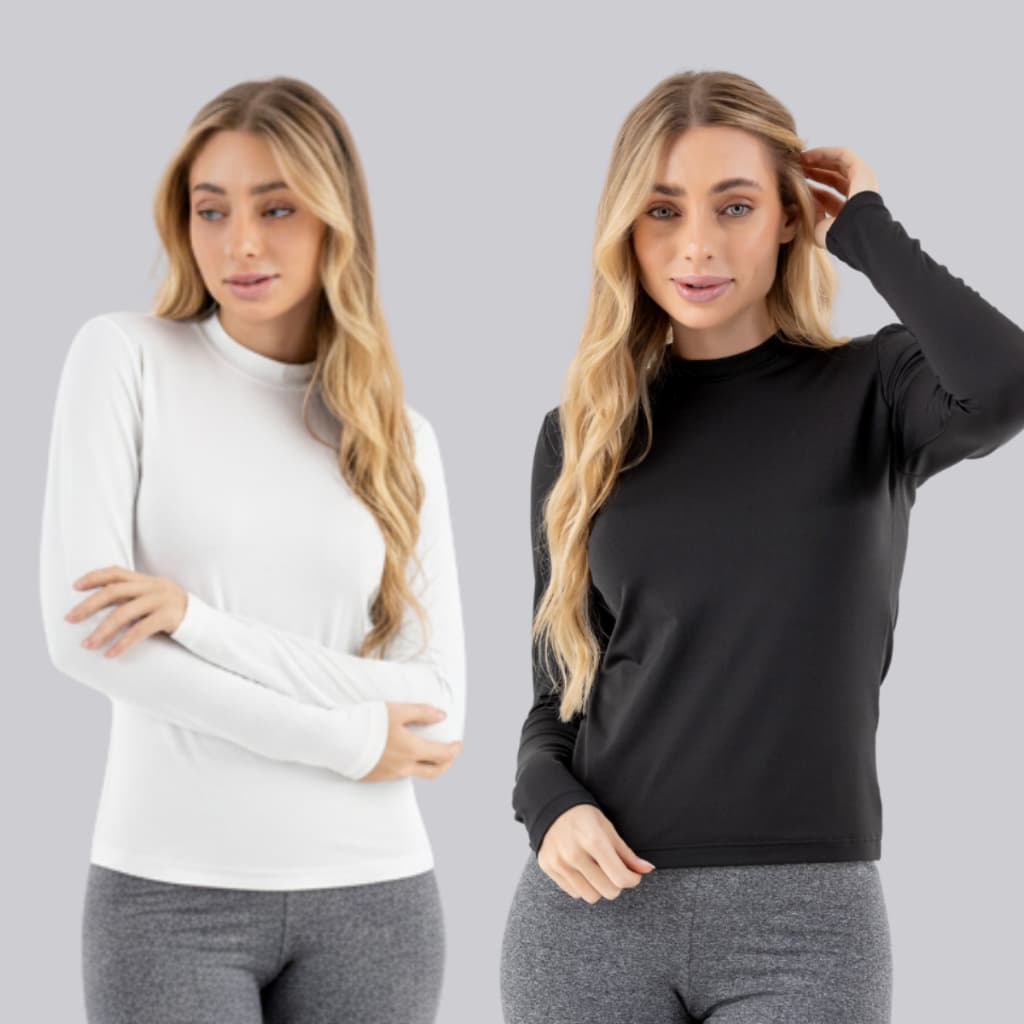 KIT 2 Blusa Térmica Feminina Segunda Pele Peluciada Inverno Frio