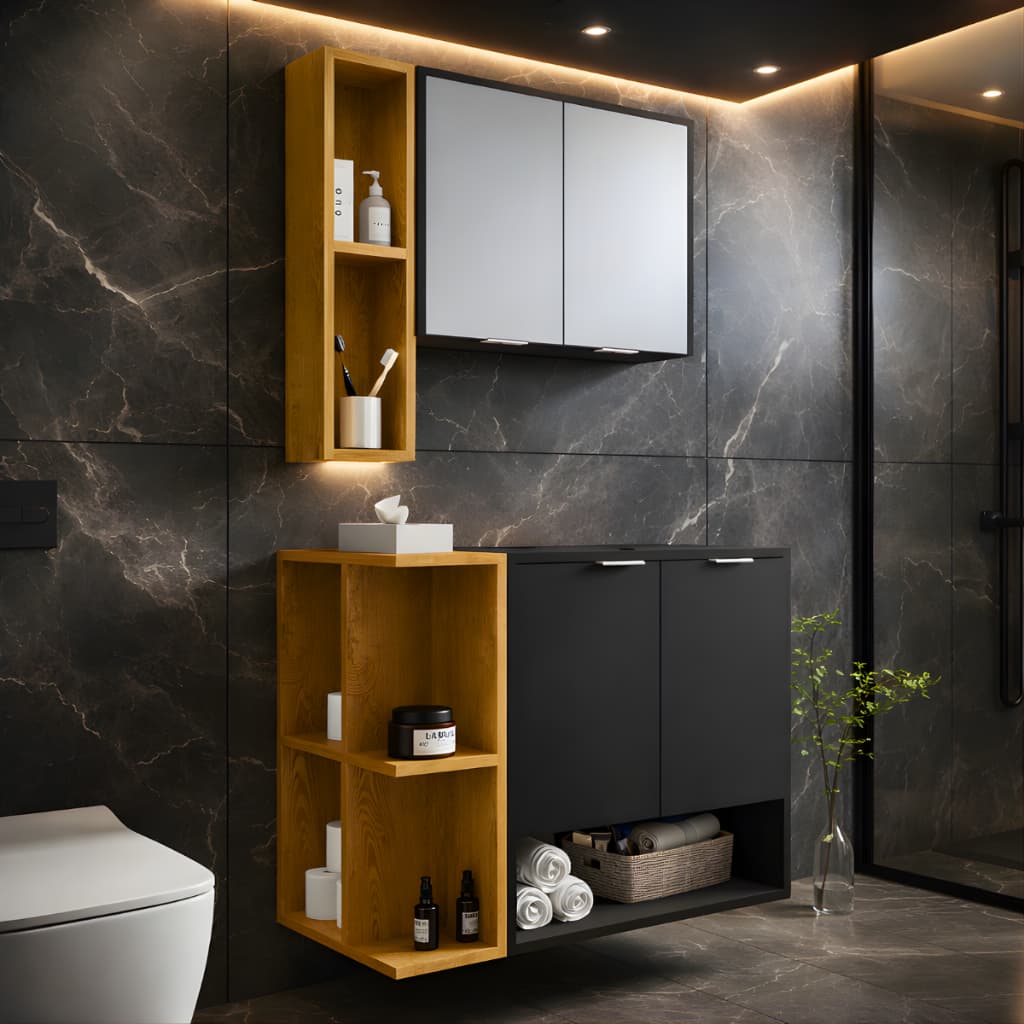 *PROMOÇÃO* Armário Para Banheiro Gabinete Com Espelho Suspenso Com Portas e Nichos Organizadores