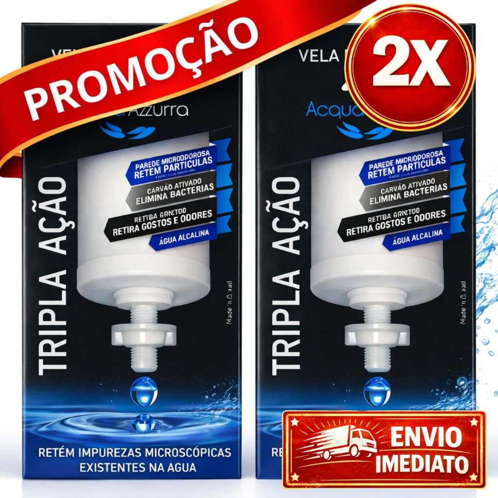 02 Velas Filtro de Barro Tripla Ação Carvão Ativado Prata Coloidal - SERVE PARA TODOS FILTRO BARRO