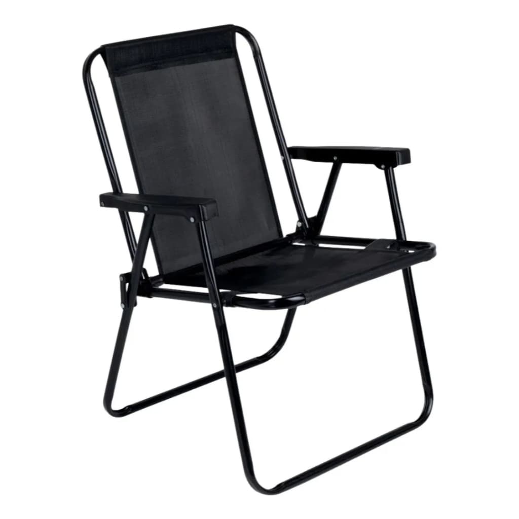 Cadeira De Praia Alta Dobrável Preta - MOR - Jardim, Varanda, Piscina, Verão, Férias, Viagem
