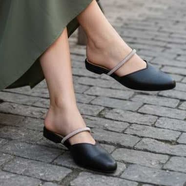 Sapatilha Sapato Mule Bico Fino Feminino Pedraria Strass Luxo - Social, Solado antiderrapante - Várias cores do 34 ao 39