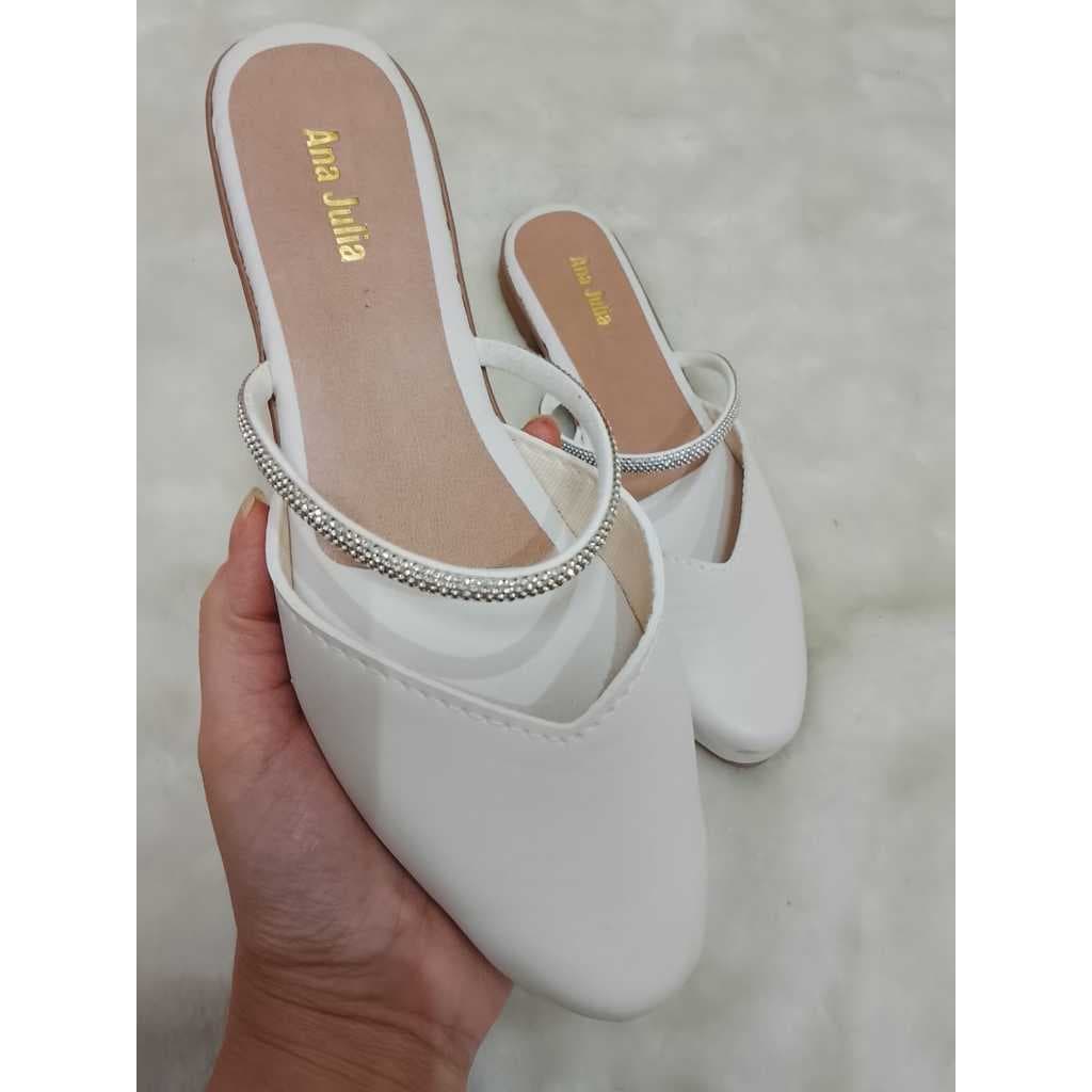 Sapatilha Sapato Mule Bico Fino Feminino Pedraria Strass Luxo - Social, Solado antiderrapante - Várias cores do 34 ao 39