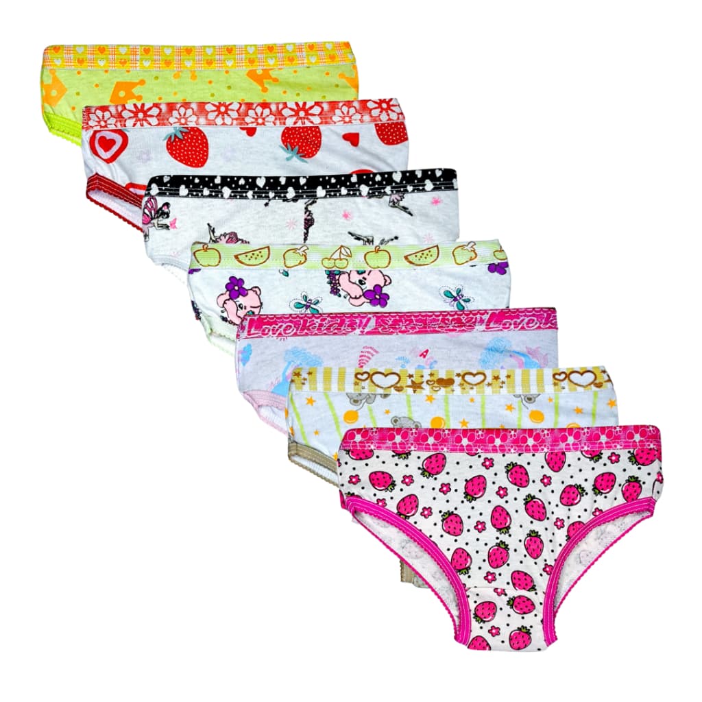 Kit 5 Calcinha Infantil Menina 100% Algodão Cós Estampada Com Forro Antialérgica
