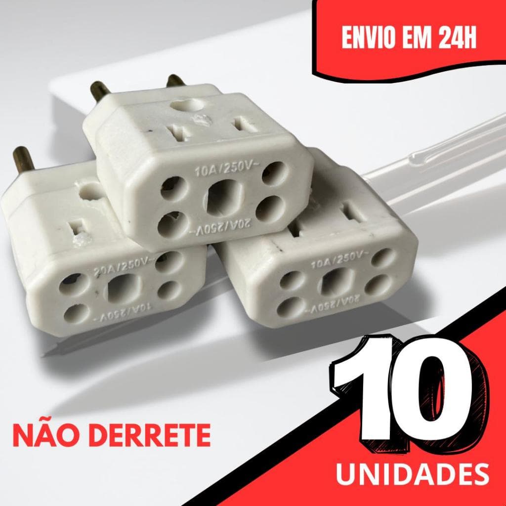 Tomada Adaptadora BOB Porcelana Reforçada – (Não Derrete) ideal para instalações elétricas com alta temperatura