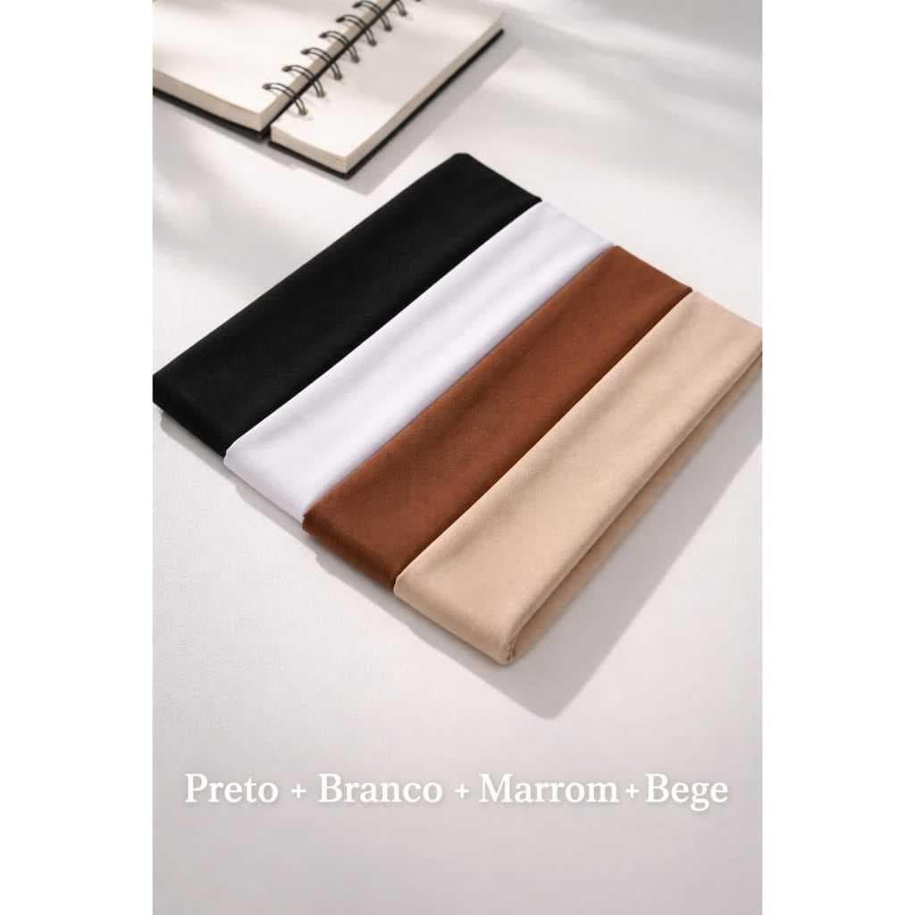 4 faixas de cabelo penteados e esportes branco, preto, marrom claro e marrom escuro