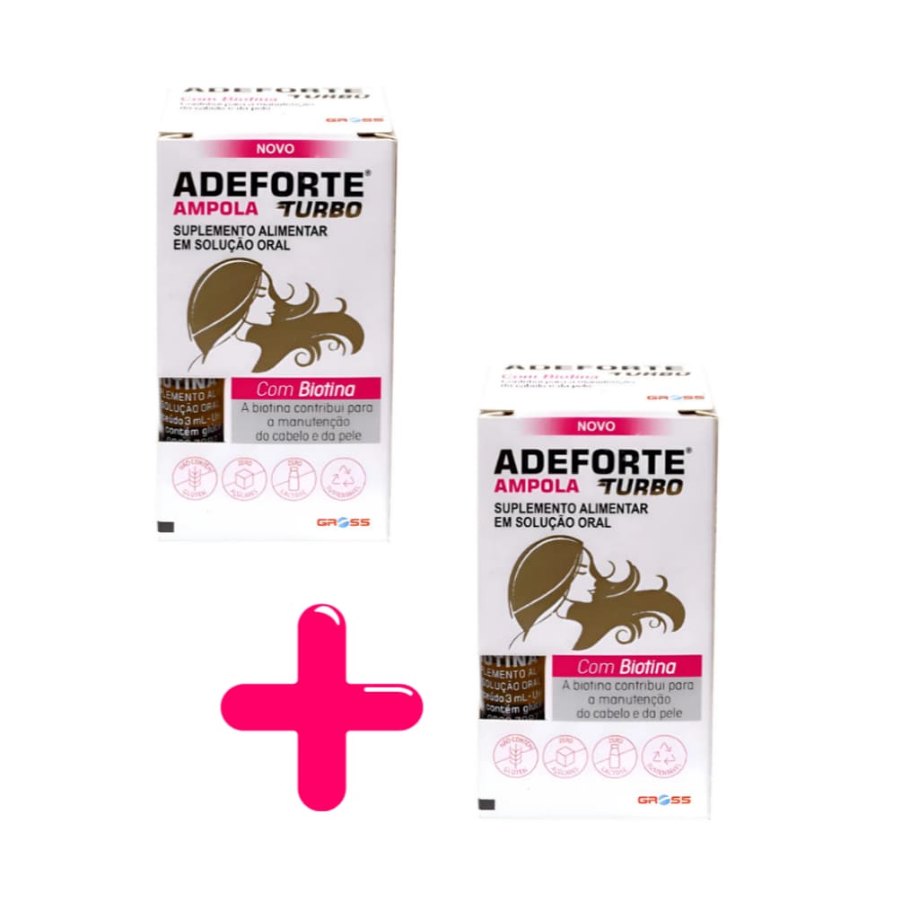 💪✨ kit Adeforte Turbo + Biotina 3ml – Suplemento Líquido para Cabelos, Pele, Unhas - 02 caixas