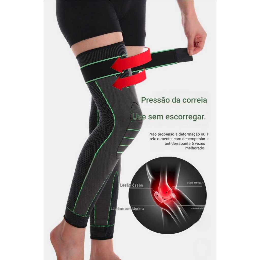 Joelheira Estendida De Compressão  Térmica Proteção Articular E Muscular Antiderrapante Longa