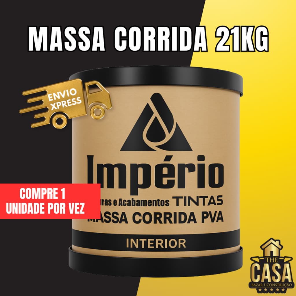Império Massa Corrida 21Kg Excelente Rendimento Paredes Tetos Corrige Ondulações Superfície Uniforme
