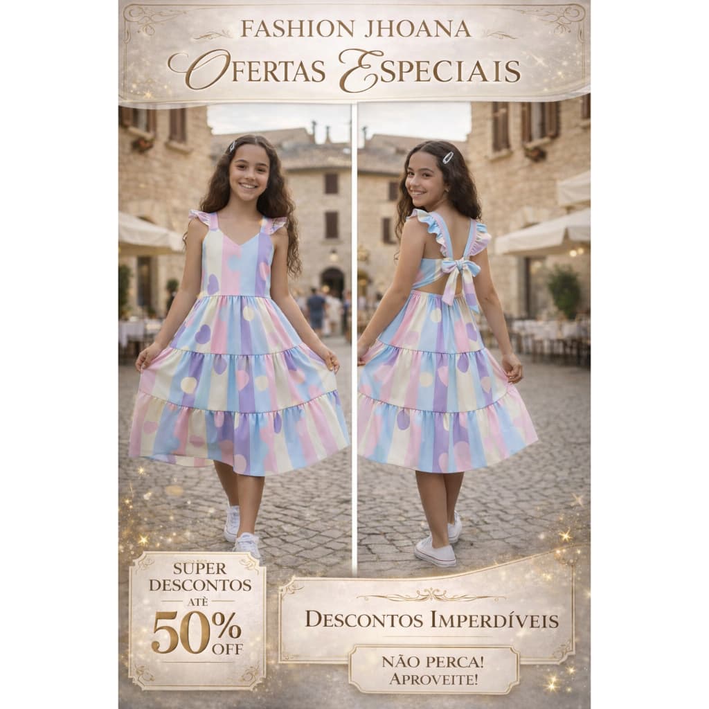 Vestido Infantil Menina Tres Marias Luxo premium de 2 a 14 anos