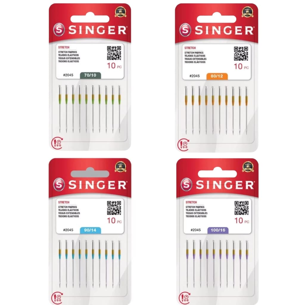 Agulha para Malha e Tecidos Elásticos Singer 2045 – Blister com 10 Un – Agulhas para Máquina Doméstica, Ponta Bola.