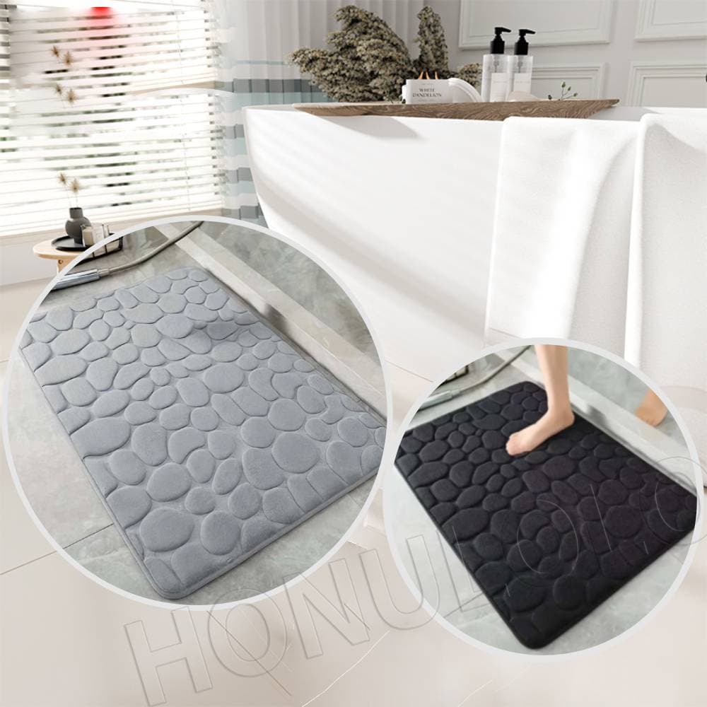 Tapete De Banho Antiderrapante Absorvente De Água Com Padrão De Pedra Para Banheiro 60x40cm