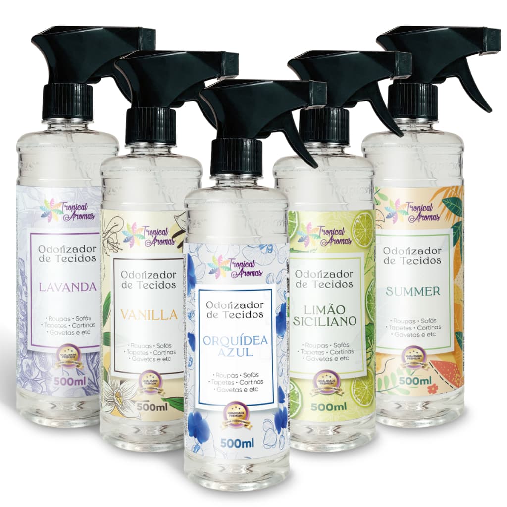 Kit Odorizador de Tecidos Limão Lavanda Orquídea Summer Vanilla 500ml