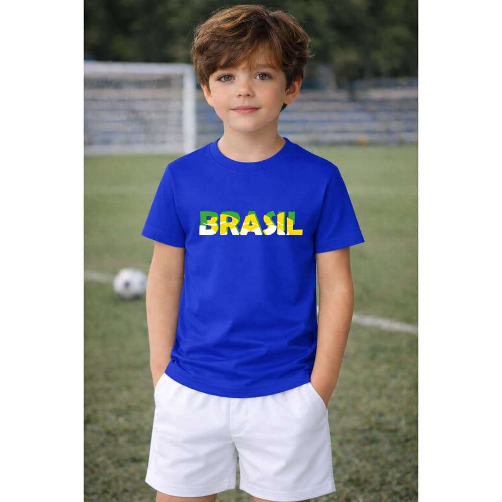 Camisa Infantil Brasil Torcedor Criança Copa Do Mundo 2026 Unissex 100% Algodão