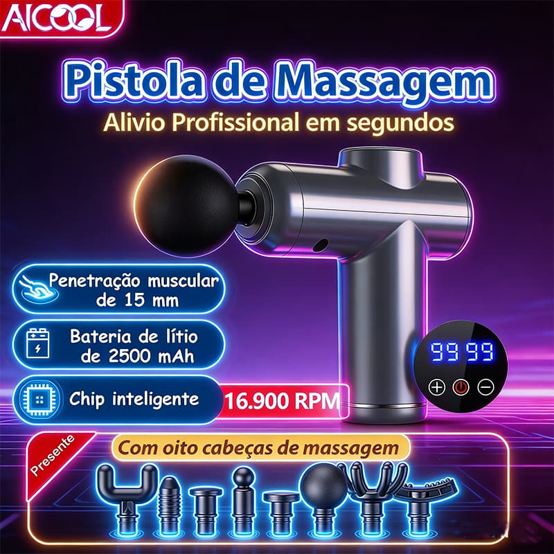AICOOL Massageador elétrico portátil de alta frequência 8 em 1 Com função de relaxamento