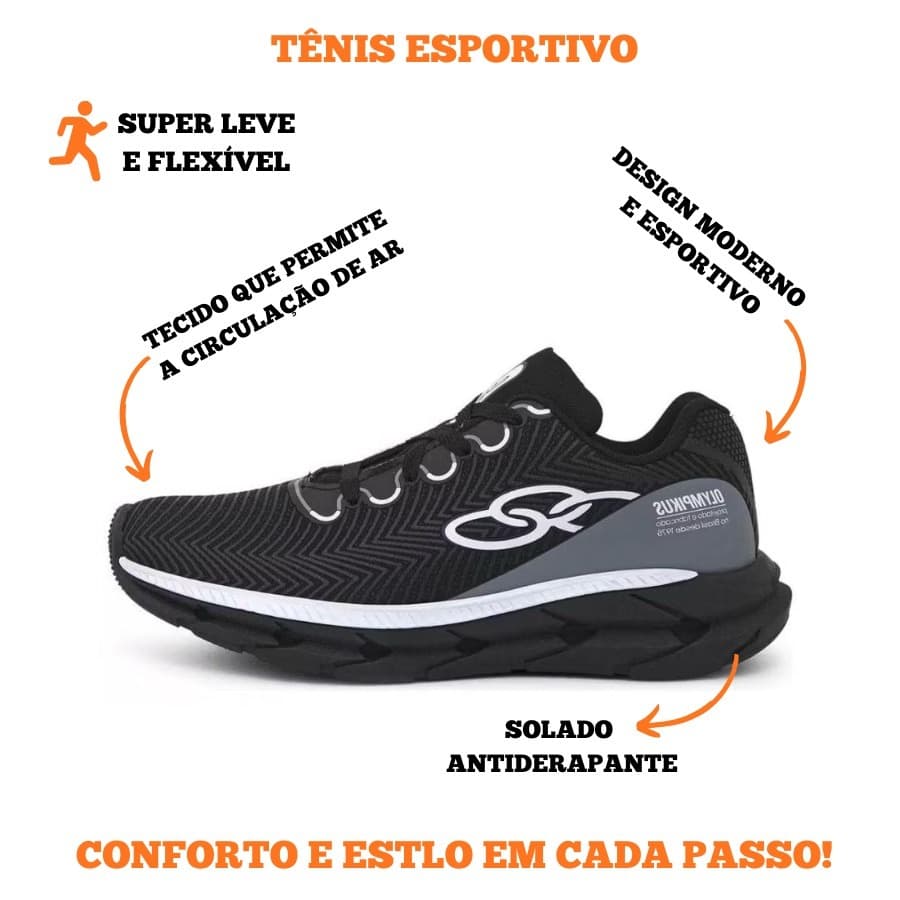 Tênis Masculino Esportivo Academia Caminhada Corrida Macio Leve Confortável Promoção Envio Imediato