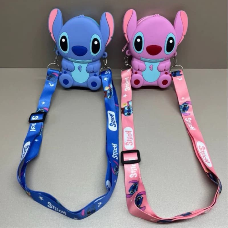 Anime Lilo & Stitch Angel Lovely Fashion Bag Princesa Pequena Bolsa De Silicone Figuras De Anjo De Ponto Modelo Brinqued