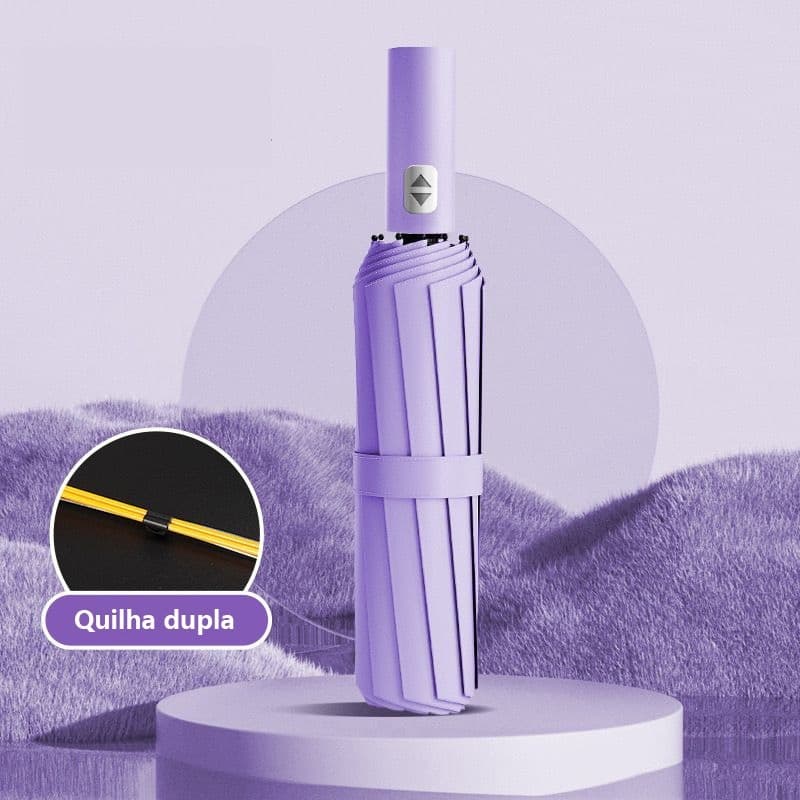 12 Hastes Guarda Chuva Automático Sombrinha Grande Proteção Solar UV Reforçado Dobrável Reforçado