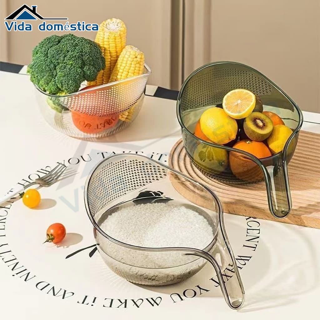 🍚1 Unidade Cesto Multifuncional para Lavar Arroz, Vegetais e Frutas, Escorredor, Lavador de Arroz para Cozinha