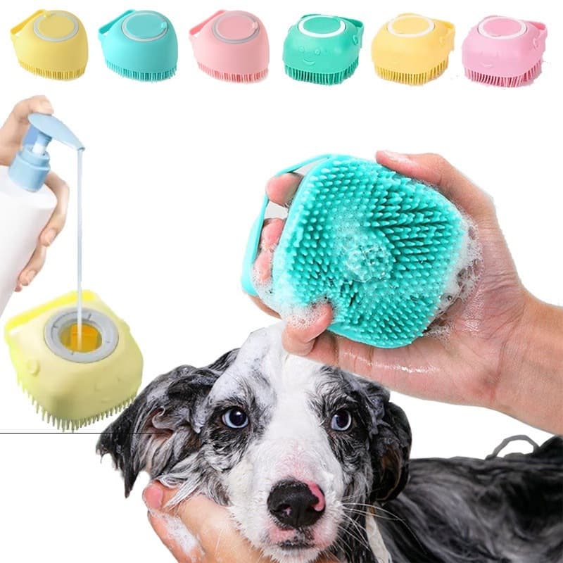 Kit 2 Esponjas de Banho em Silicone com Dispenser - Para Pet, Adultos e Infantil