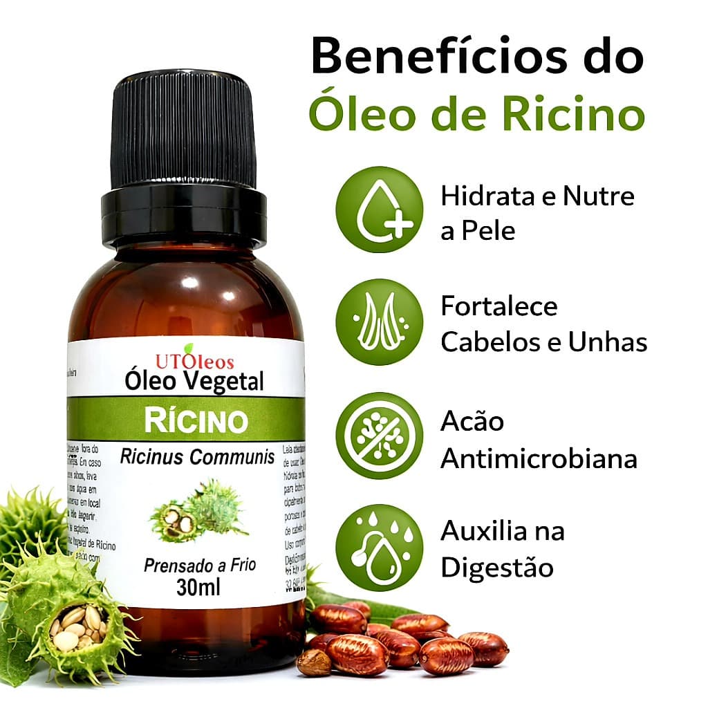 Óleo Vegetal De Rícino 30ml 100% Natural Ricinoleico
