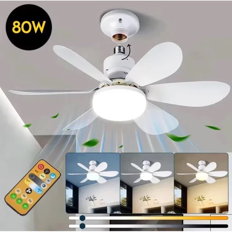 Ventilador de Teto Com Luz Para Pequenos 6 Hélices 80W 42cm 16,5 Bivolt Controle Remoto
