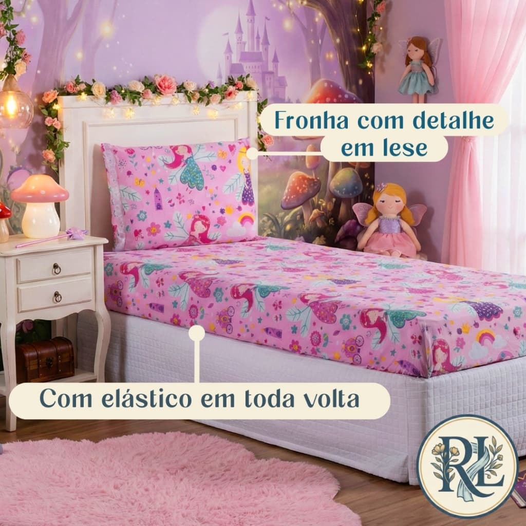 Jogo de Lençol Solteiro 02 Peças Estampas Para Criança Com Elástico