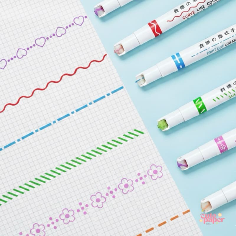 Caneta Carimbo Roller | Kit 6/12/18/24 | 6 Cores Premium Papelaria Criativa Escolar/Escritório