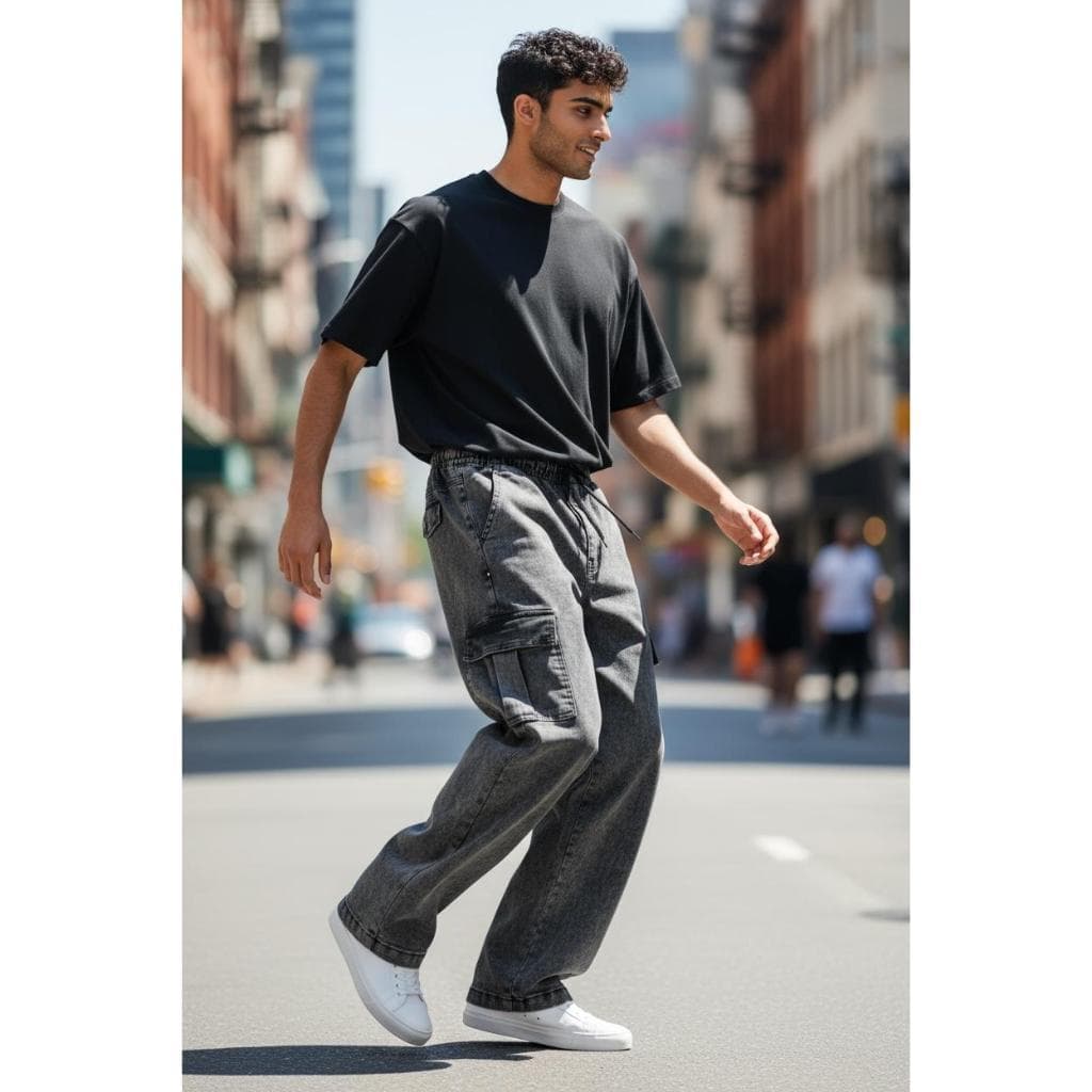 ￼Calça cargo jeans masculina estilo skatista original promoção Fim de ano envio ate em 4h NF