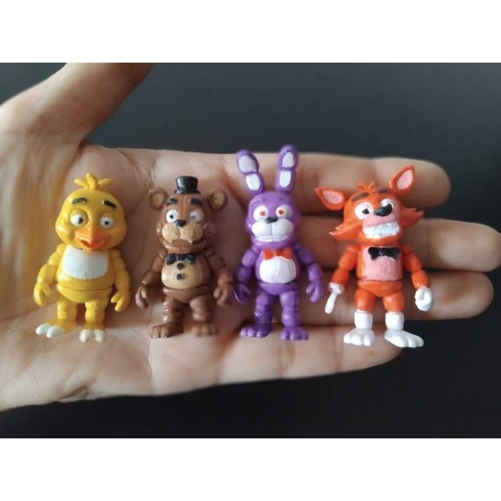 Kit 4 Bonecos Animatronics FNAF Coleção Inspirada Five Nights At Freddy's - Impressão 3D e Pintura Manual Artesanal 4cm