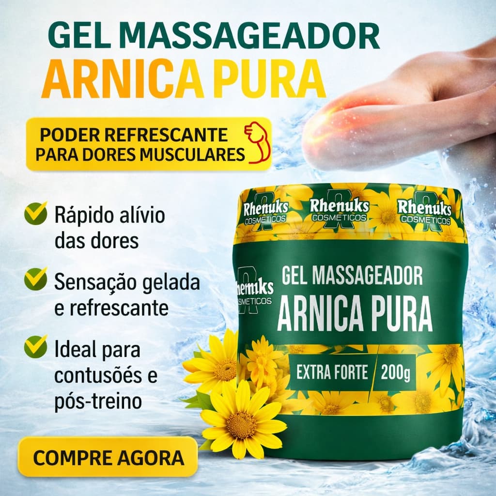 Gel Massageador Arnica Pura Rhenuks 200g cada Kits Com até 12 unidades