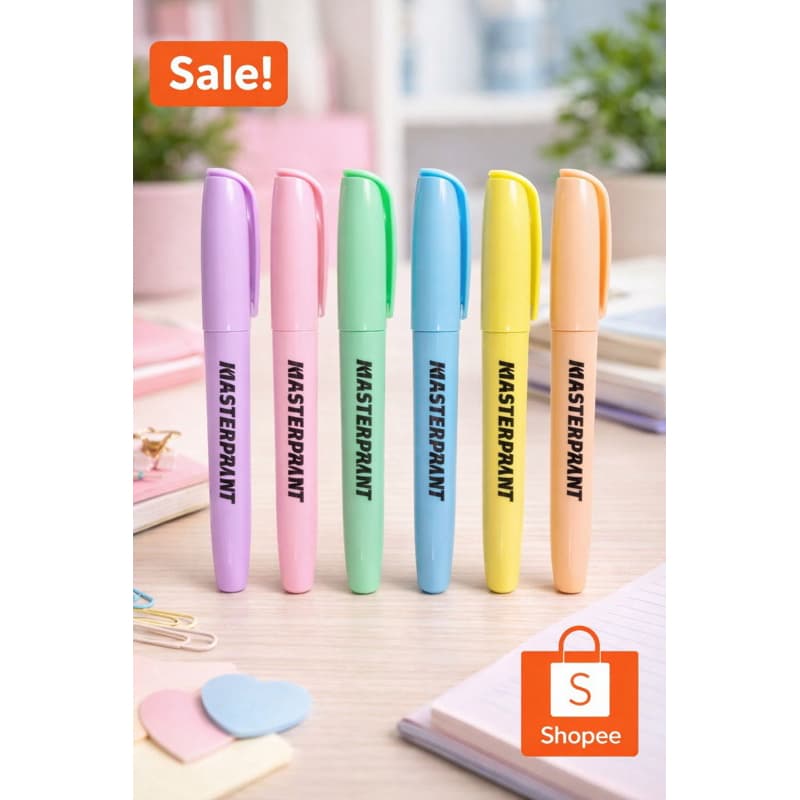 Kit 6 Canetas Marca Texto Tom Pastel Masterprint Várias Cores