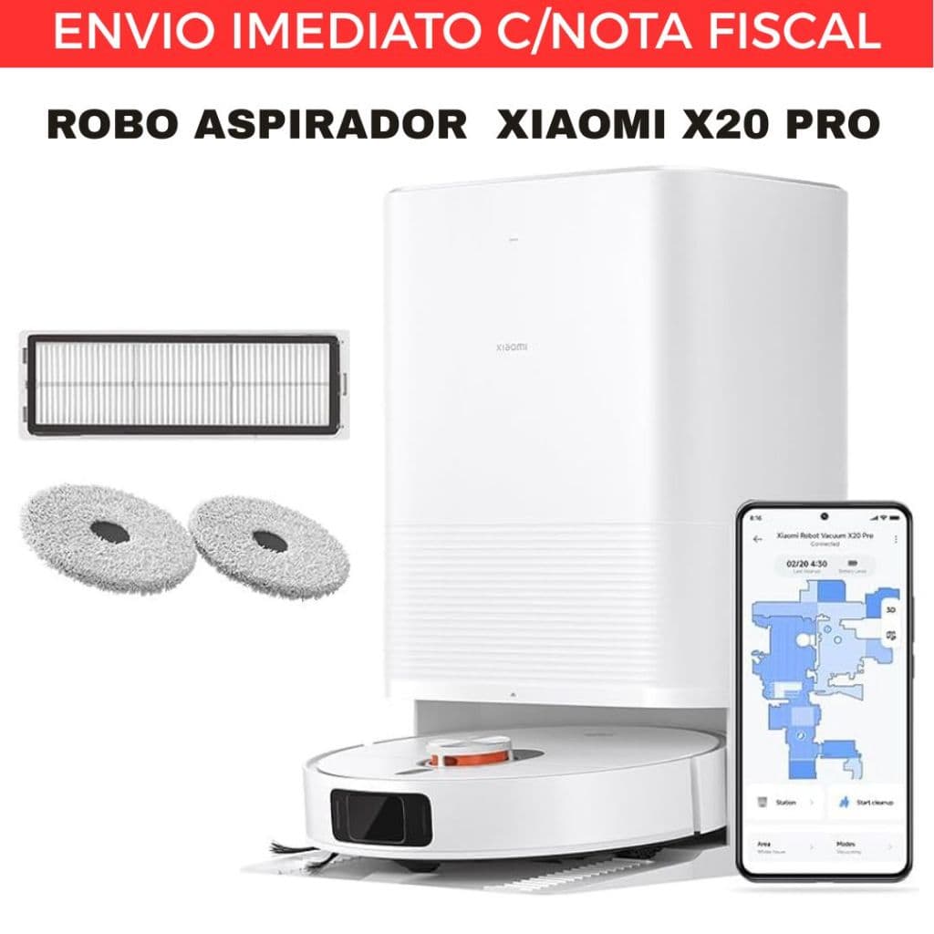 Robô Aspirador Xiaomi Vacuum X20 Pro Lançamento 2025 110/220 - Limpeza inteligente com mapeamento 3D