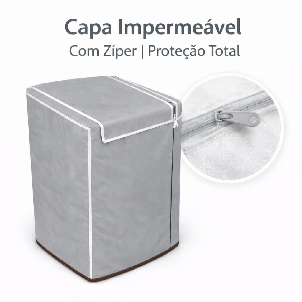 Capa Impermeável para Máquina de Lavar com Zíper e sem Zíper | Tamanhos P, M e G