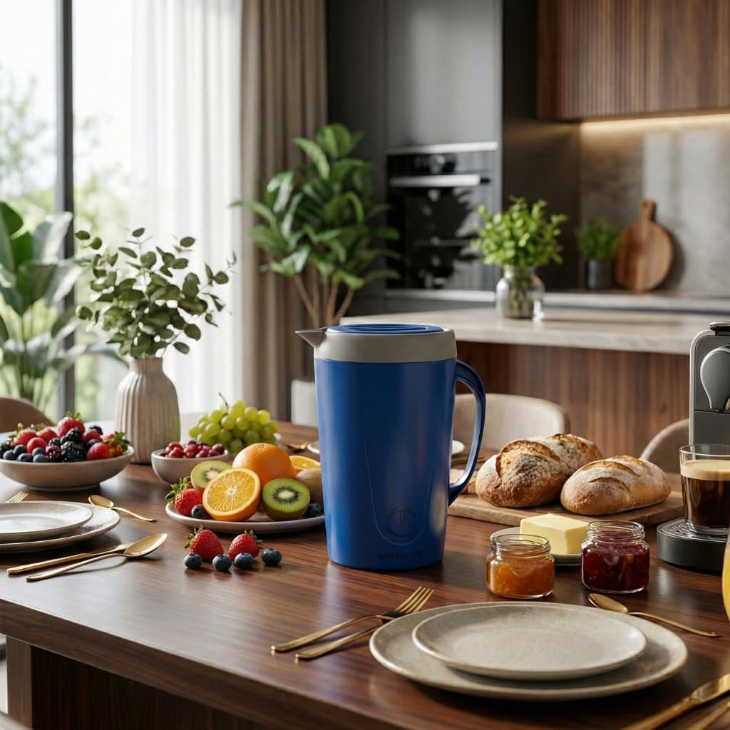 Jarra Térmica 2 Litros Com Tampa e Alça Suco Tererê Chá Água Café Cozinha Almoço Unitermi Caribe