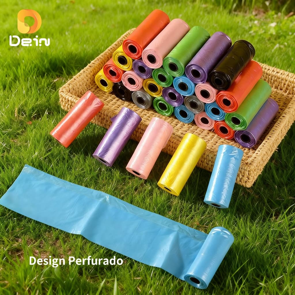 Saco Higiênico para Pets em Rolo 15 Sacolas Resistente Perfurado Portátil Cor Aleatória