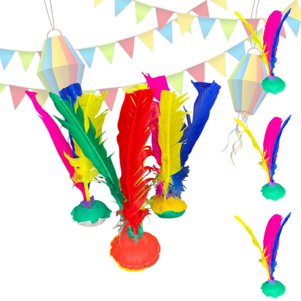 Kit 2 ou 4 Petecas de Penas Coloridas Pena Grande - Festas, Brinquedo, Lembraças