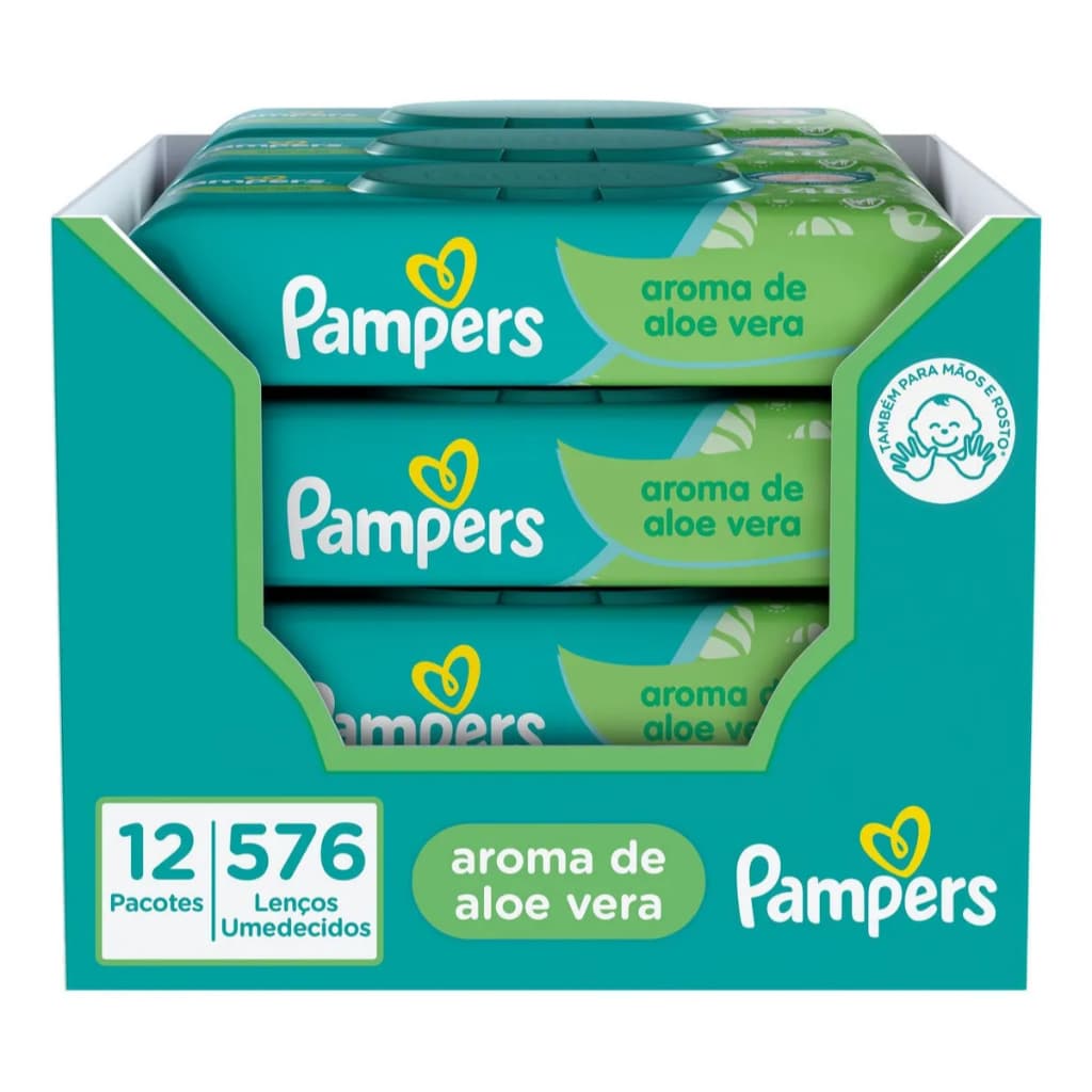 Lenços Umedecidos Pampers, Aloe Vera 576 Unidades Lenços