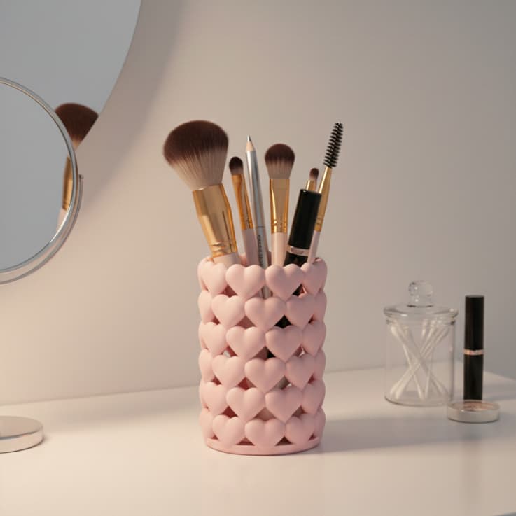 Organizador Porta Pincéis Maquiagem / Porta Pincel / Porta Caneta / Porta escova de dente / Coração Minimalista
