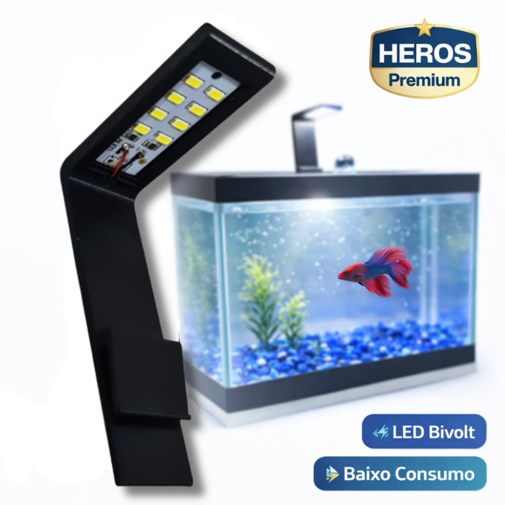 Luminária para Aquário LED 5W Aquário até 15L Betta Pequeno Plantado Bivolt Led Aquário Tartaruga