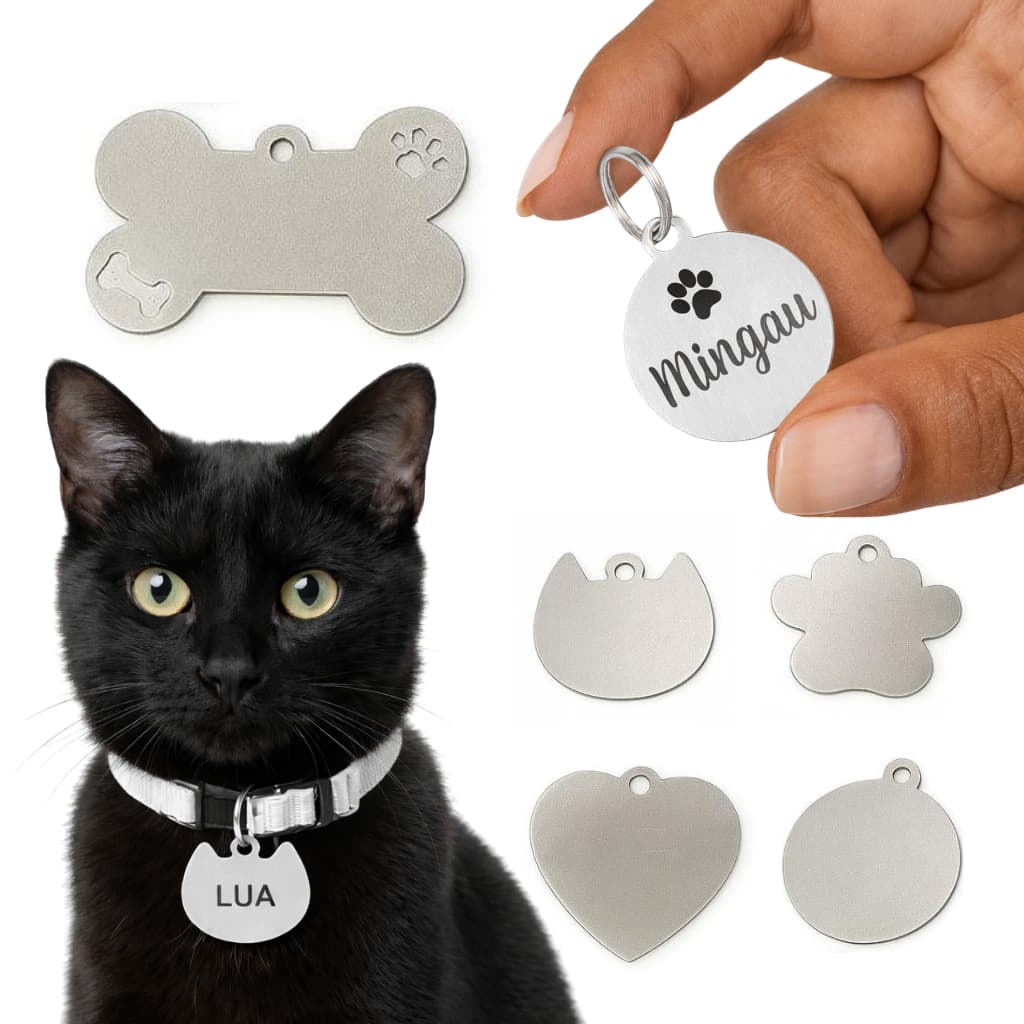 Placa Identificação Pet para Cachorro e Gato Personalizada a Laser