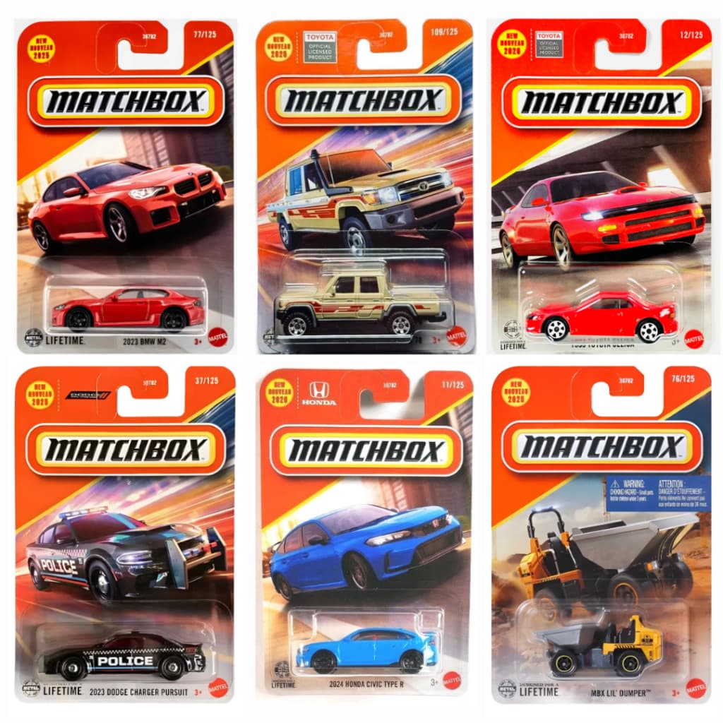 Miniatura Matchbox Veículo Básico 1/64 - Carrinhos de Metal - Vários Modelos